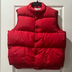 LL Bean Vintage Freeport Maine Men Puffer Vest with Goose Down Red Size XL